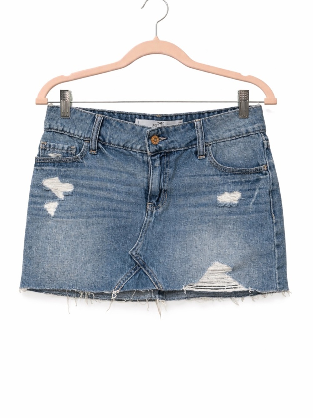 Hollister Distressed Denim Mini Skirt Low Rise Y2K Light Wash Size 25

⸻